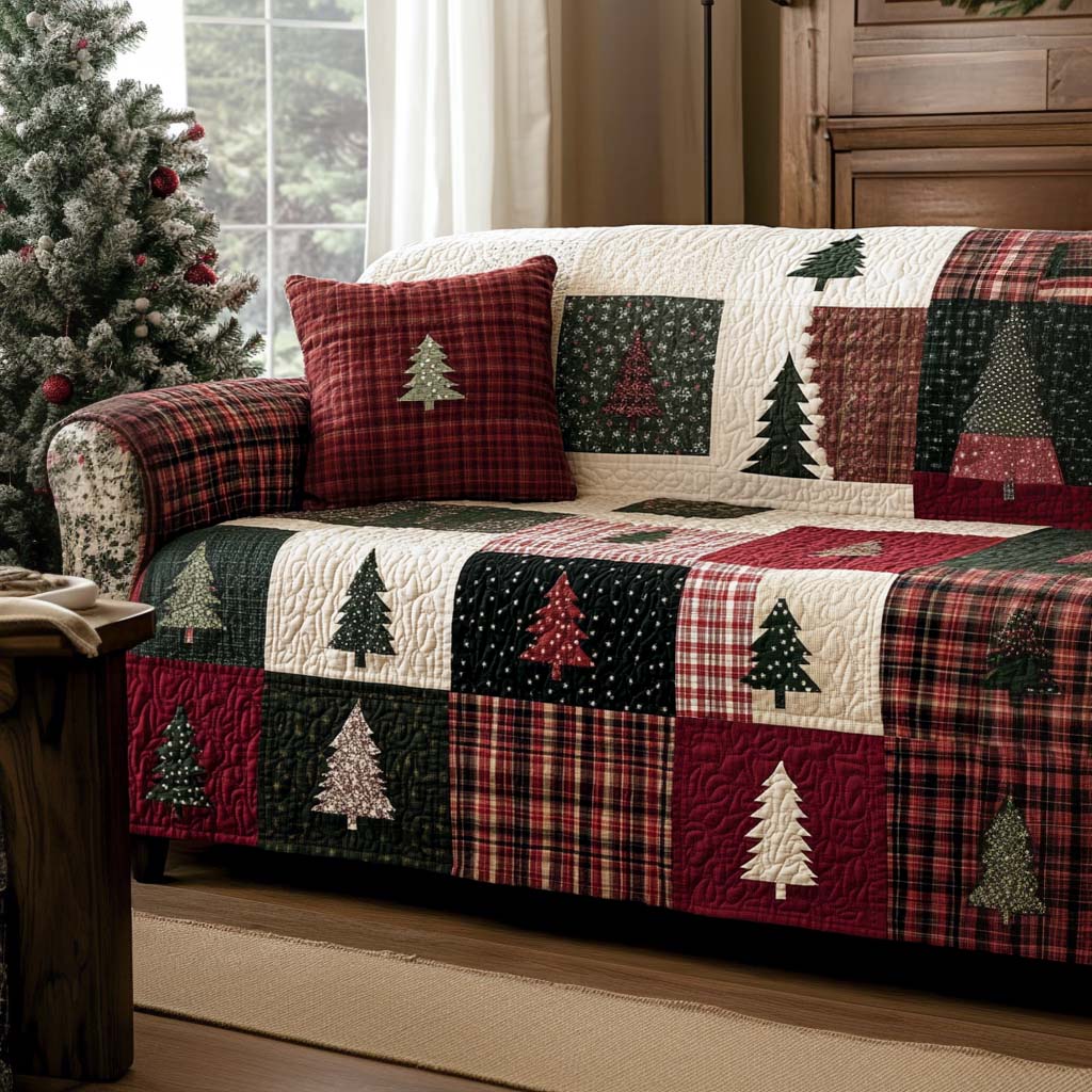 Cozy Holiday Quilted Sofa Cover Christmas Home Decor Christmas Gift Ideas
