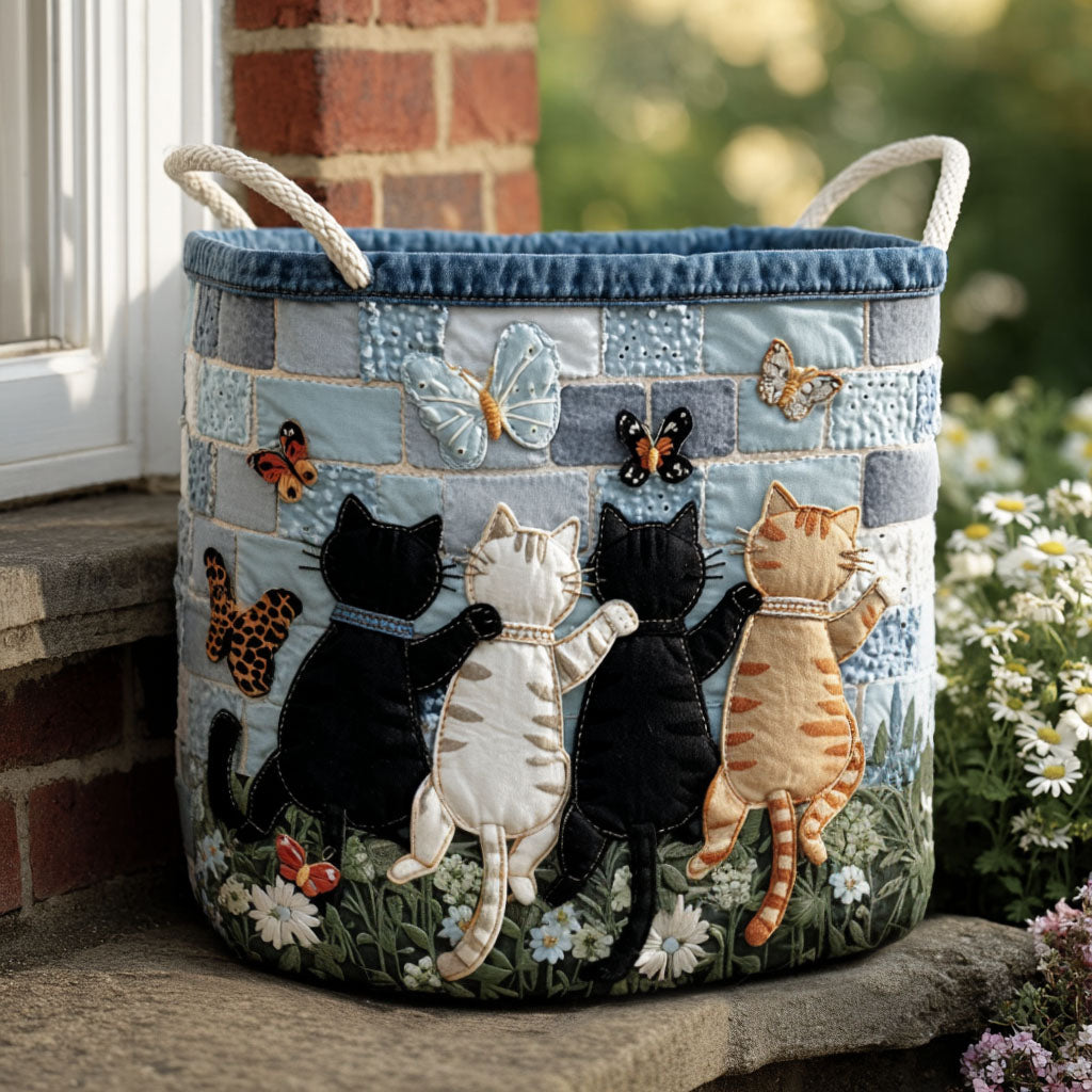 Cozy Kittens Quilted Laundry Basket Dirty Laundry Basket New House Gift Idea