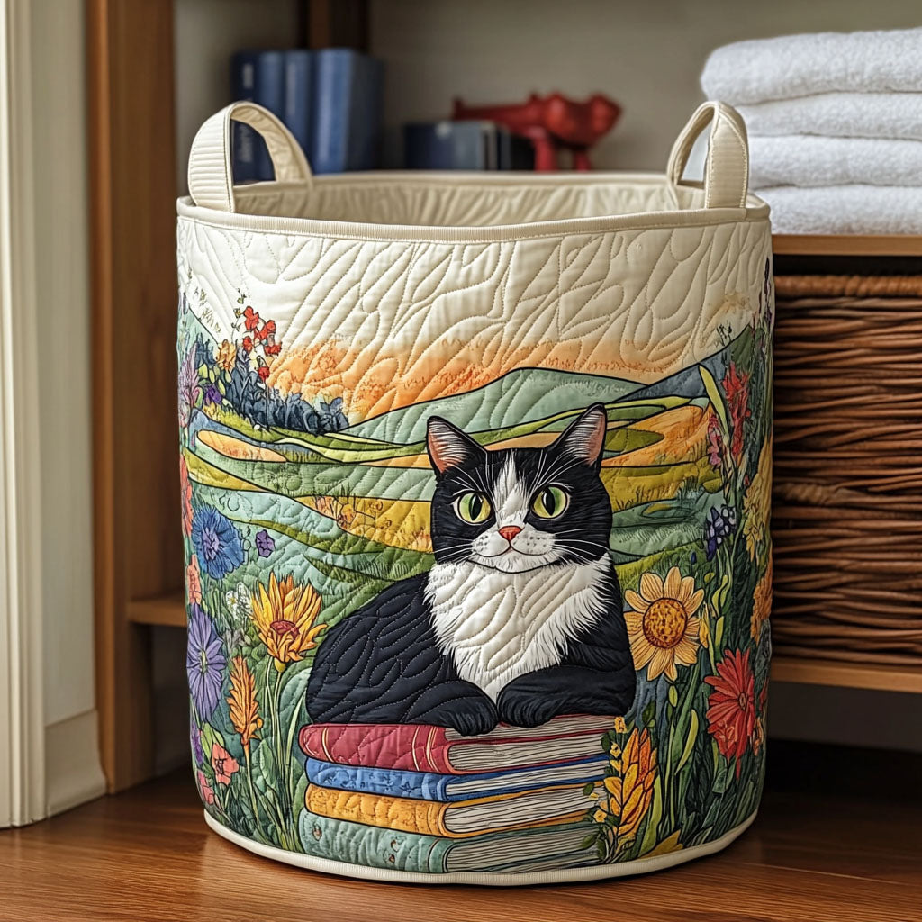 Cozy Kitties Quilted Laundry Basket Foldable Laundry Hamper Cat Things For Cat Lovers