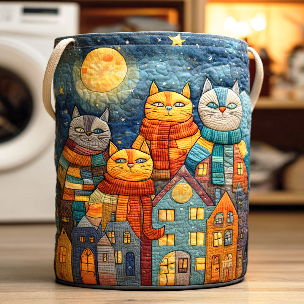 Cozy Kitty Bloom Quilted Laundry Basket Laundry Decor Ideas Great Mother's Day Gifts For Wife