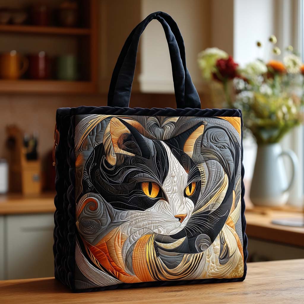 Cozy Kitty Quilted Tote Bag Most Popular Shoulder Bags Cat Gifts For Women