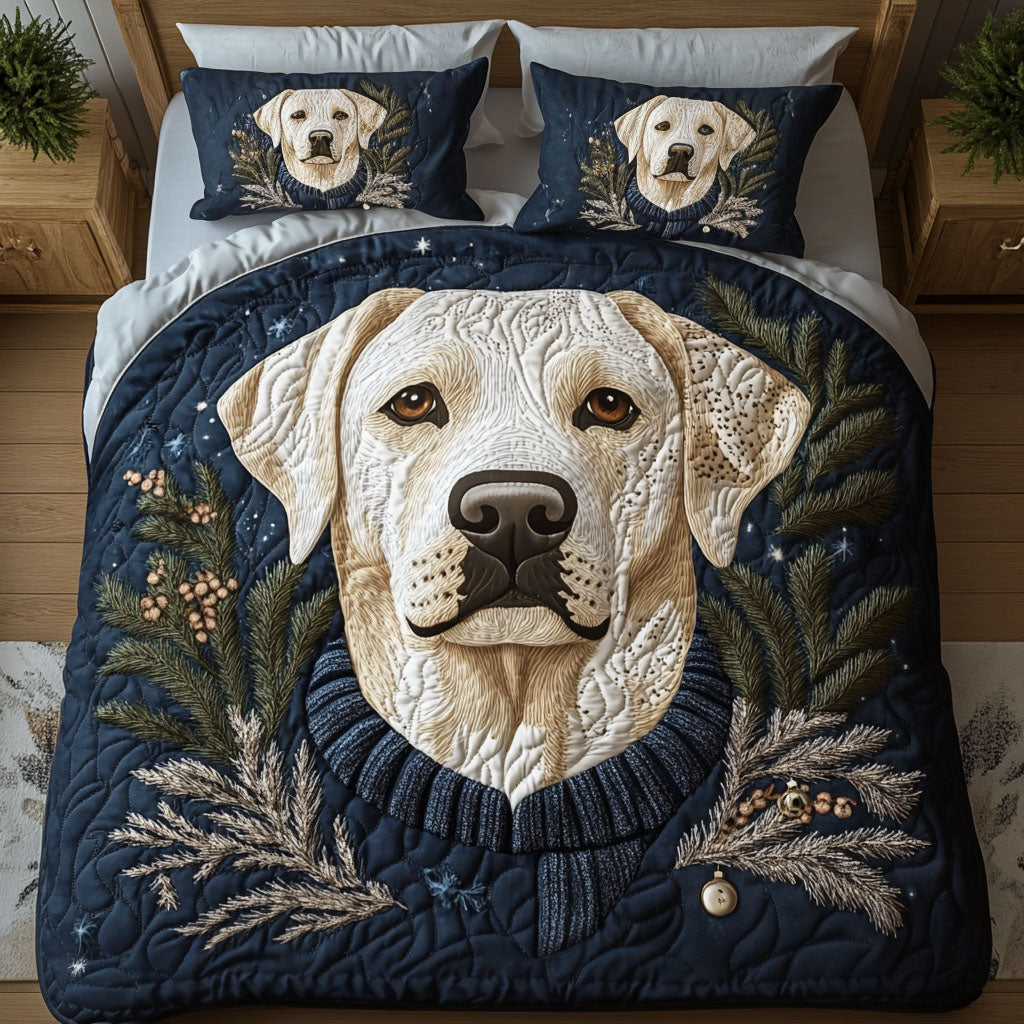 Cozy Labrador Paws Quilted Bedding Set Holiday Duvet Covers Unique Gifts For Dog Lovers