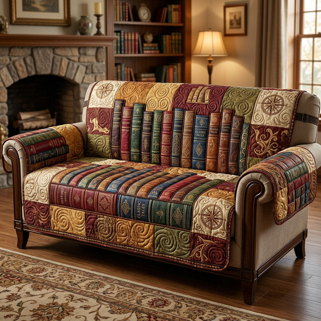 Cozy Library Quilted Sofa Cover Living Room Sofa Covers Best Book Related Gifts