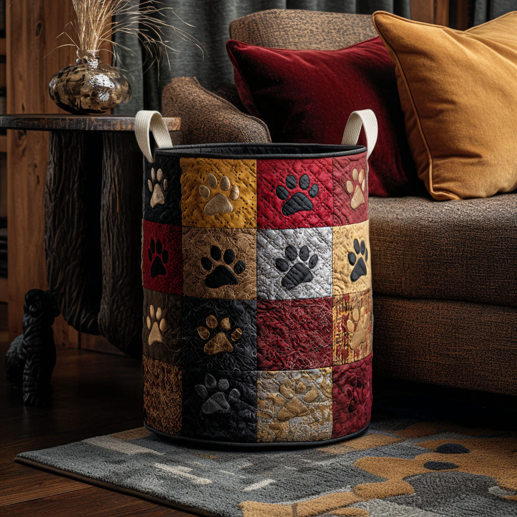 Cozy Lodge Pawprint Quilted Laundry Basket Rustic Laundry Hamper Dad Birthday Gifts