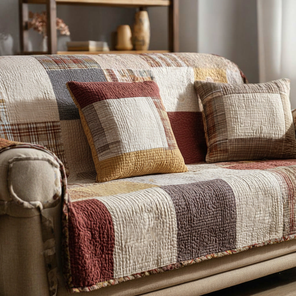 Cozy Patchwork Quilted Sofa Cover Living Room Decor Ideas Good Gifts For Grandma