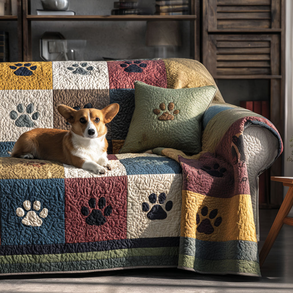 Cozy Paw Whispers Quilted Sofa Cover Sofa Chair Covers Christmas Presents For Dog Owners