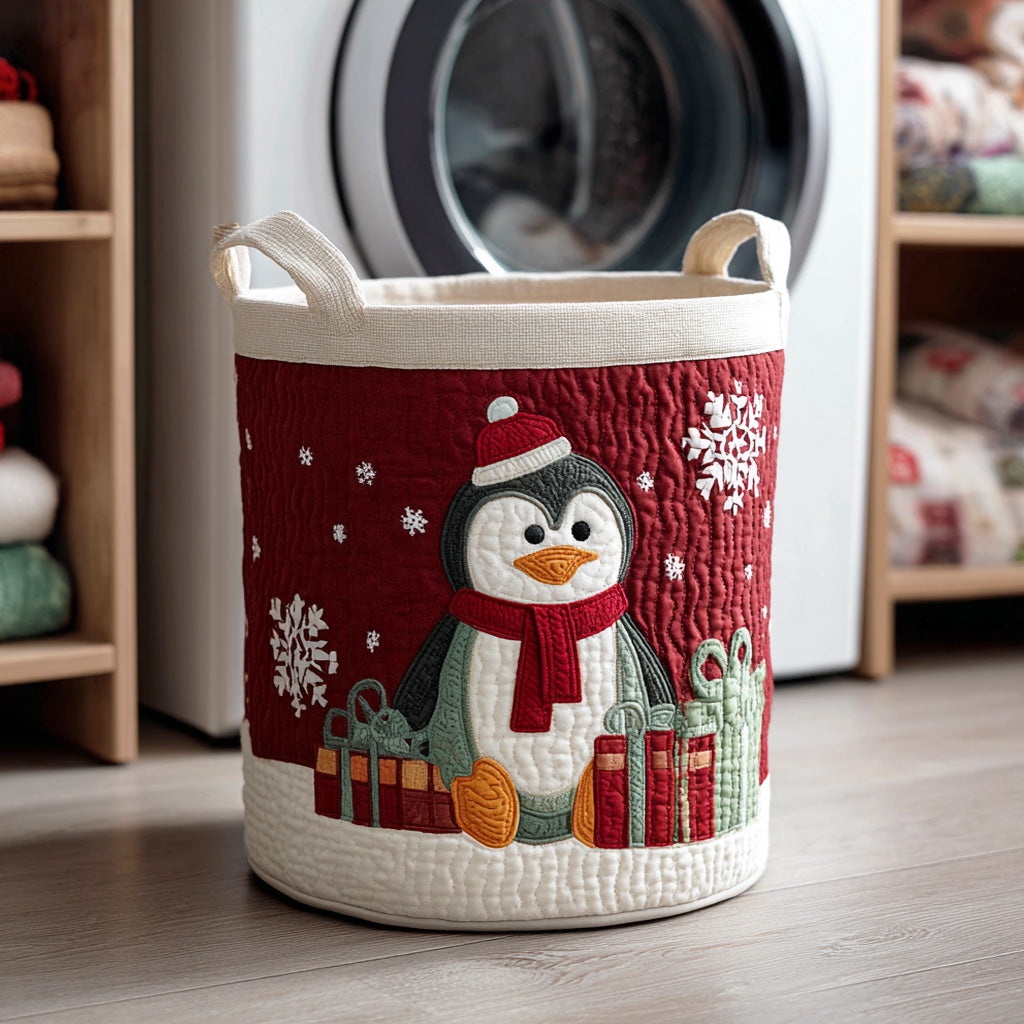 Cozy Penguin Trail Quilted Laundry Basket Home Decor Styles Christmas Gift Ideas For Her