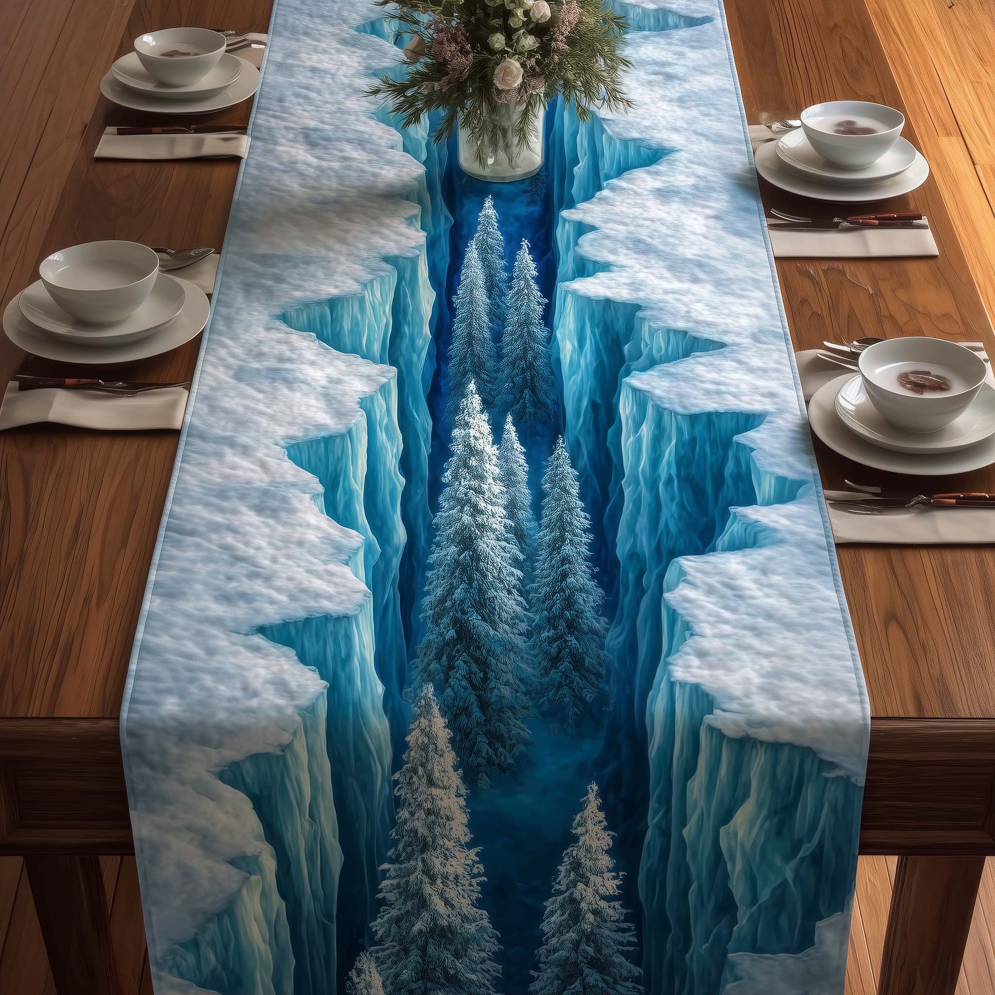 Cozy Pines Quilted Table Runner Dining Room Table Runners Father's Day Gifts For Husband
