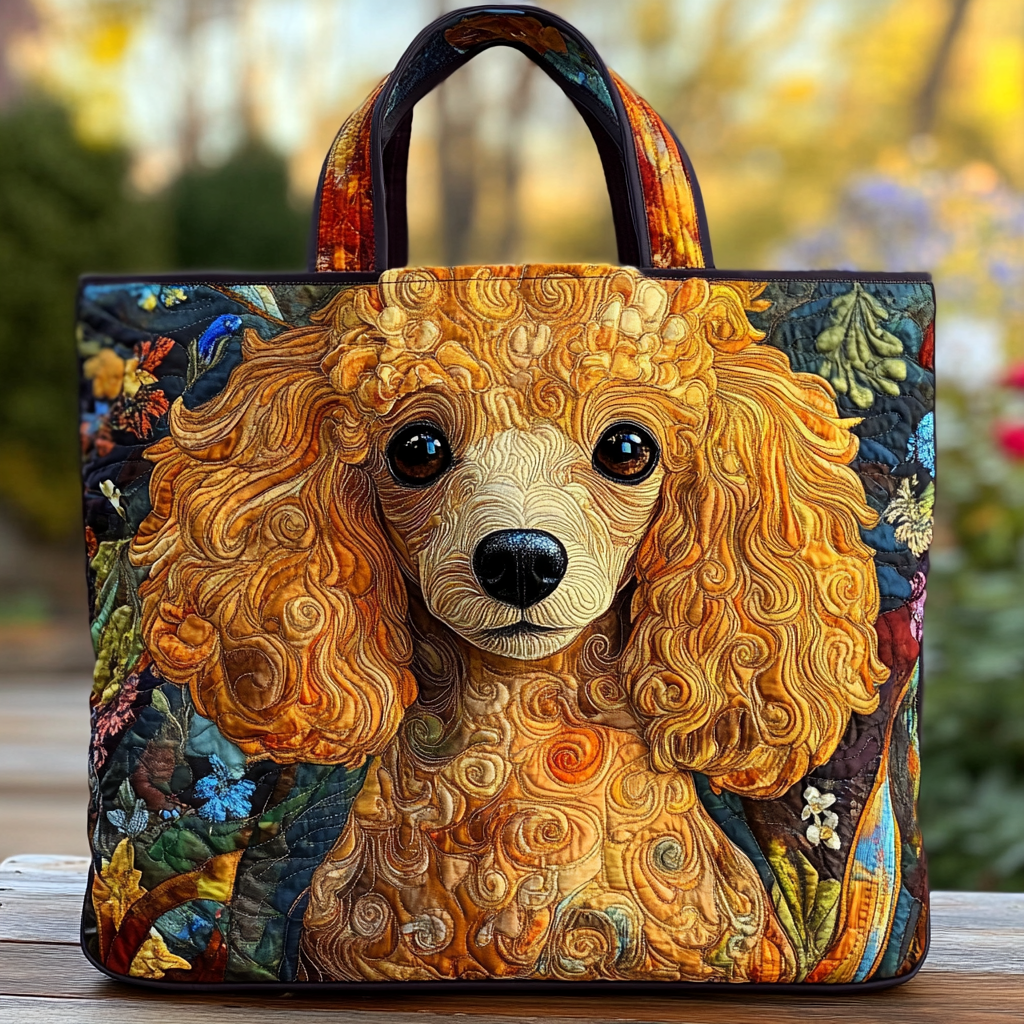 Cozy Poodle Quilted Tote Bag Handbags Mother'sDay Gifts 2026