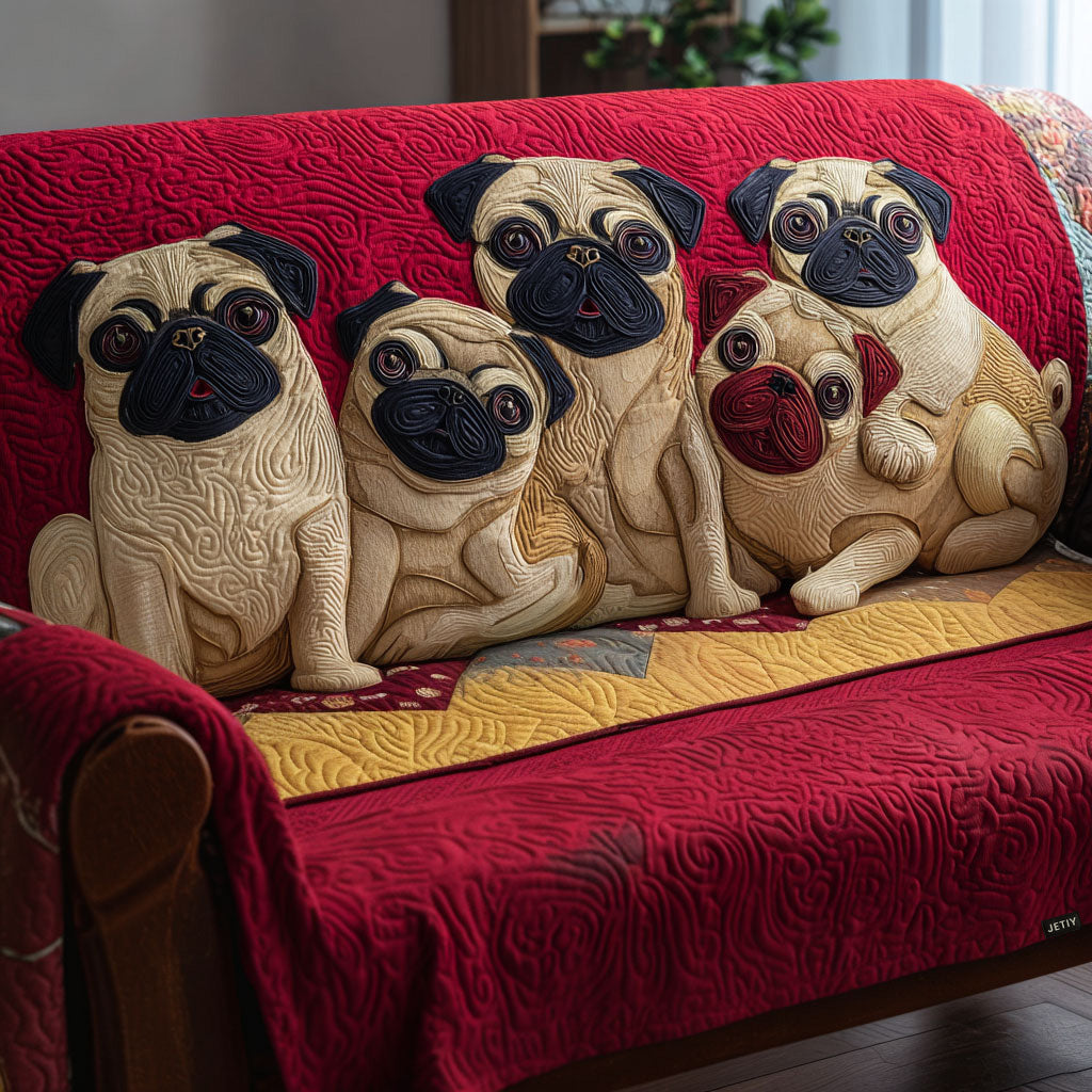 Cozy Pug Gathering Quilted Sofa Cover Sofa Seat Covers Pug Gifts For Her