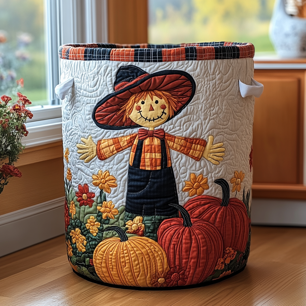 Cozy Scarecrow Quilted Laundry Basket Unique Laundry Hamper Ideas Gift For Mid Autumn Festival