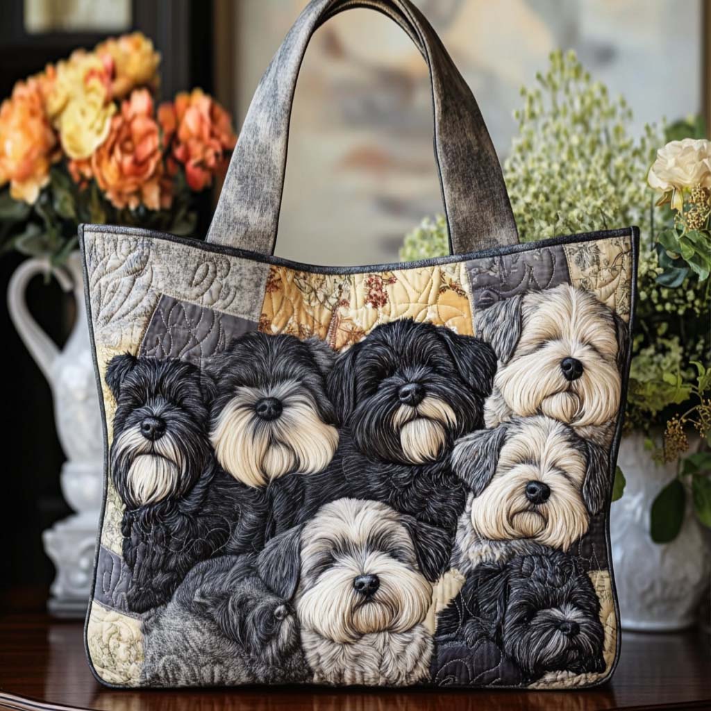 Cozy Schnauzer Pack Quilted Tote Bag The Perfect Tote Bag Mum Christmas Gifts
