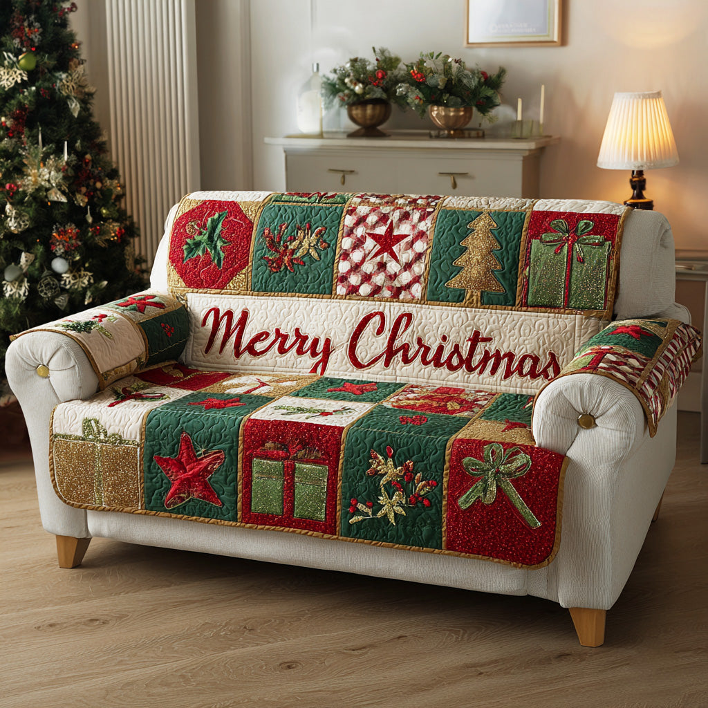 Cozy Snow Eve Quilted Sofa Cover Couch Covers For Couches Gifts For The Family Christmas