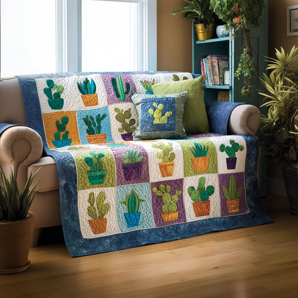 Cozy Succulents Quilted Sofa Cover Sofa And Seat Covers Cactus Themed Birthday Gifts