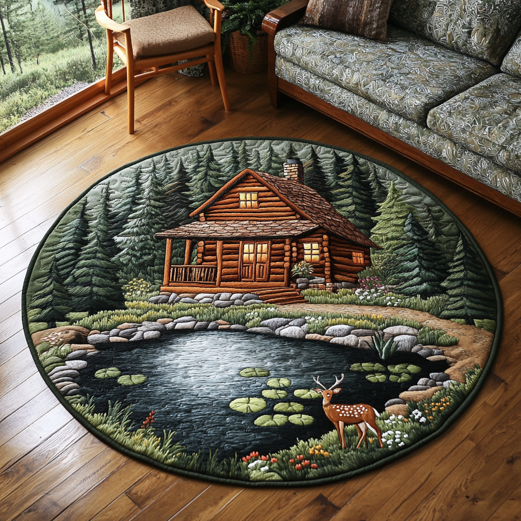 Cozy Timber Quilted Round Mat Round Rug Mat Gift For Mother On Mother's Day