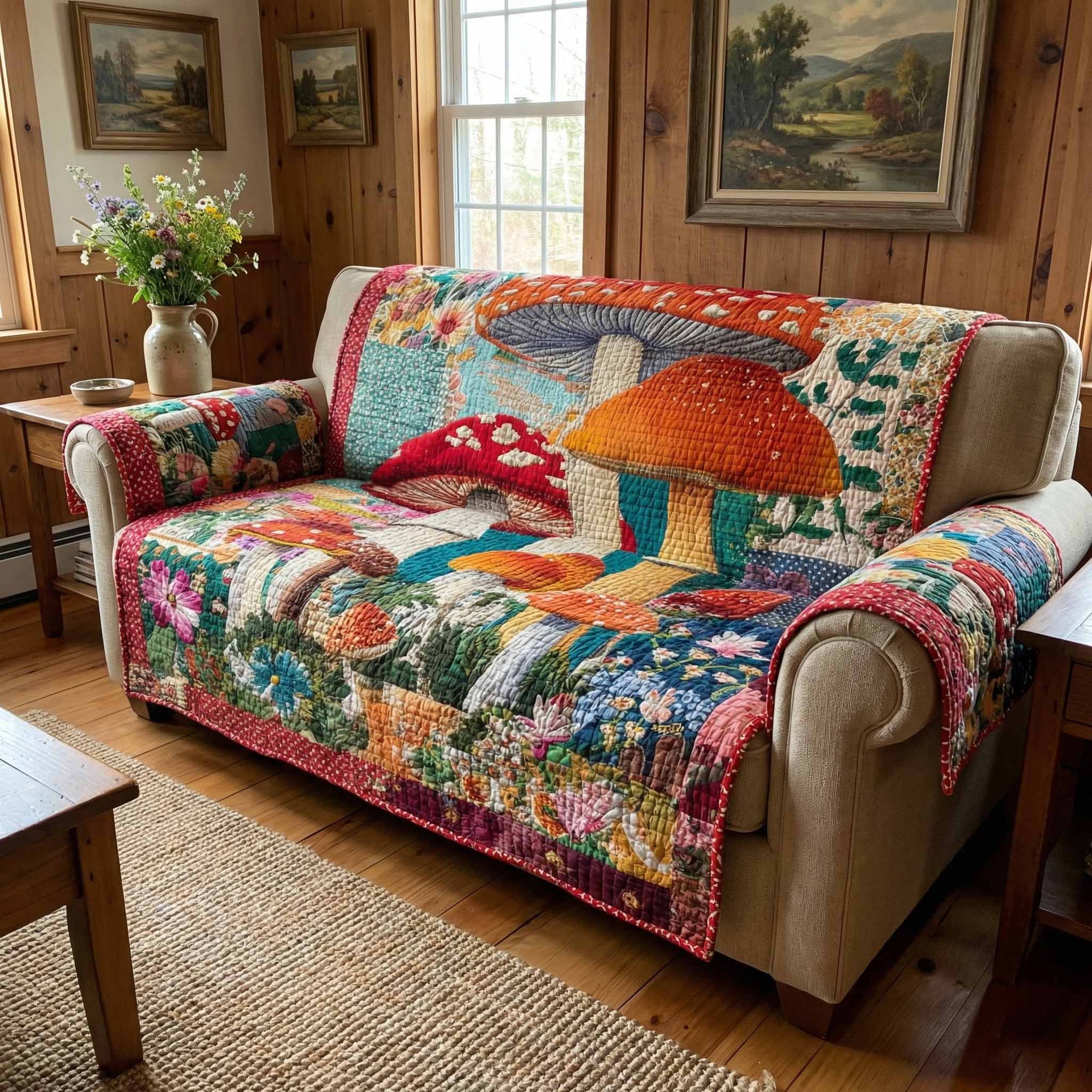 Cozy Toadstool Quilted Sofa Cover Sofa Protector Cover Awesome Mother's Day Gifts