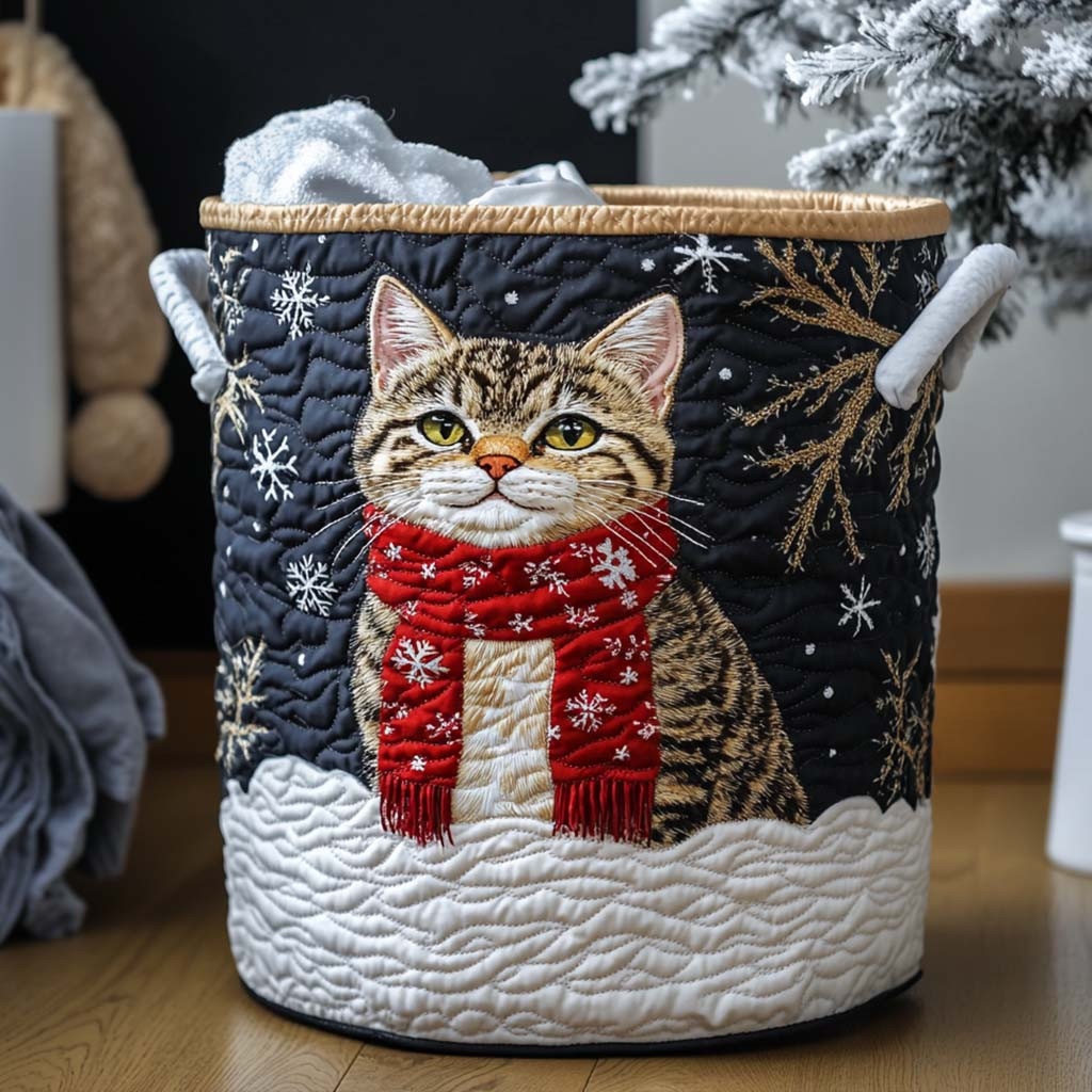 Cozy Whisker Quilted Laundry Basket Modern Laundry Hamper Gifts For Cat People