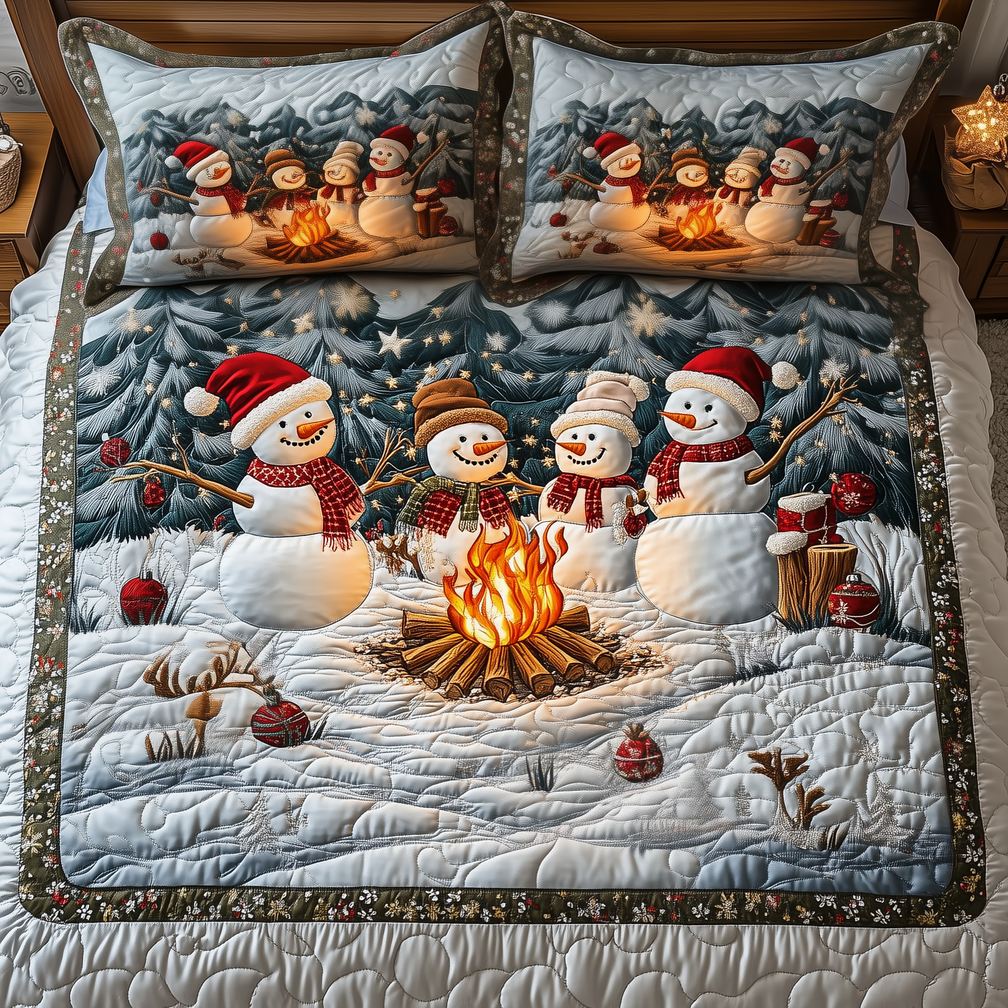 Cozy Winter Quilted Bedding Set Xmas Bedroom Husband Christmas Gift Ideas