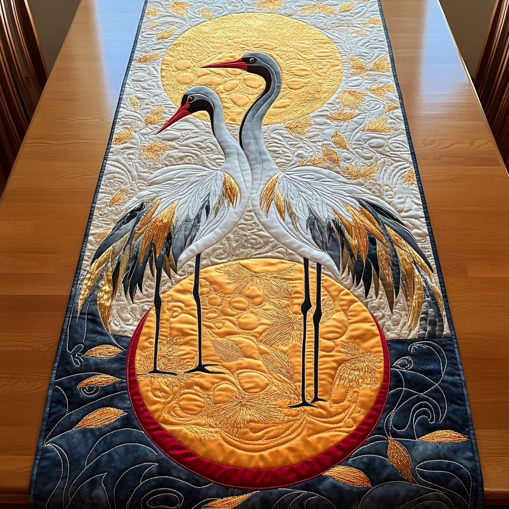 Crane Couple Quilted Table Runner Dining Table Centerpiece Ideas Mother's Day Gift Ideas