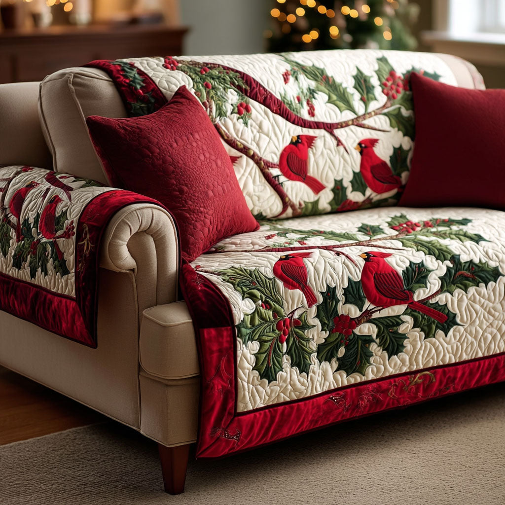 Crimson Cardinals Quilted Sofa Cover Best Couch Covers Christmas Gifts For Couples