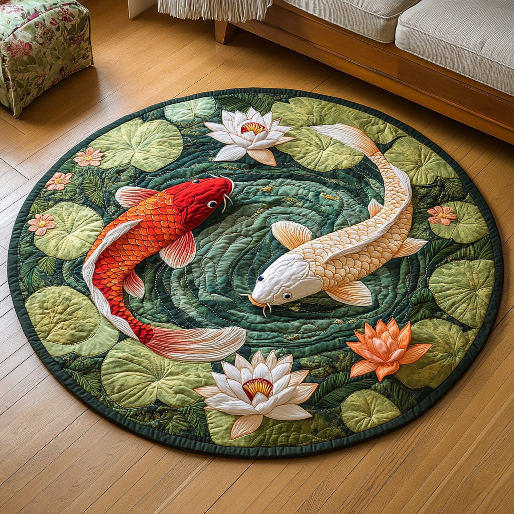 Crimson Current Quilted Round Mat Circle Rugs Large Fishing Presents For Dad
