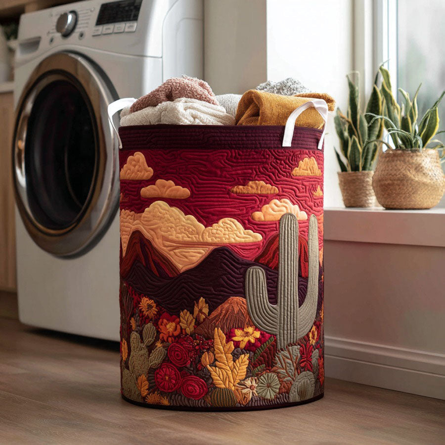 Crimson Dusk Quilted Laundry Basket Best Dirty Clothes Hamper Mothers Day Gift For Daughter