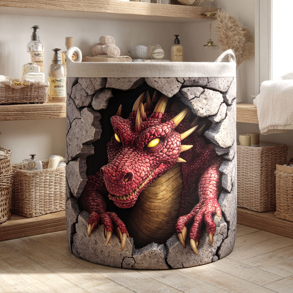 Crimson Flame Quilted Laundry Basket Room Decor Awesome Gifts For Dragon Lovers