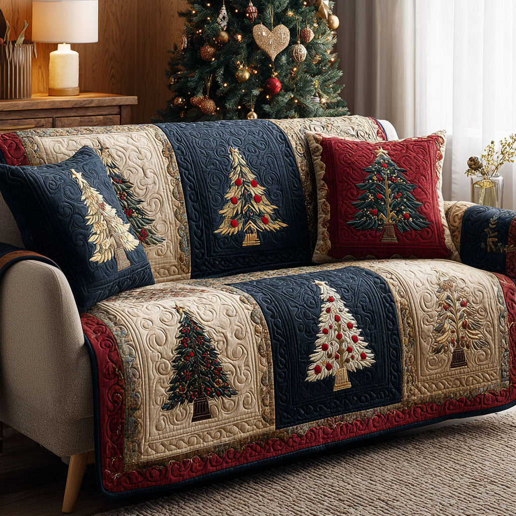 Crimson Frost Quilted Sofa Cover Christmas Couch Cover Christmas Gift Ideas
