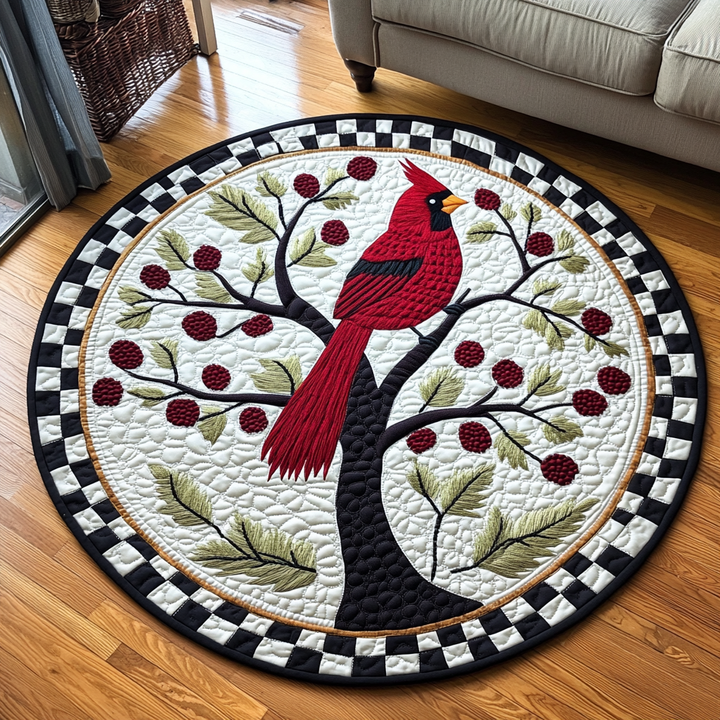 Crimson Majesty Quilted Round Mat Living Room Decor Ideas Unique Cardinal Gifts