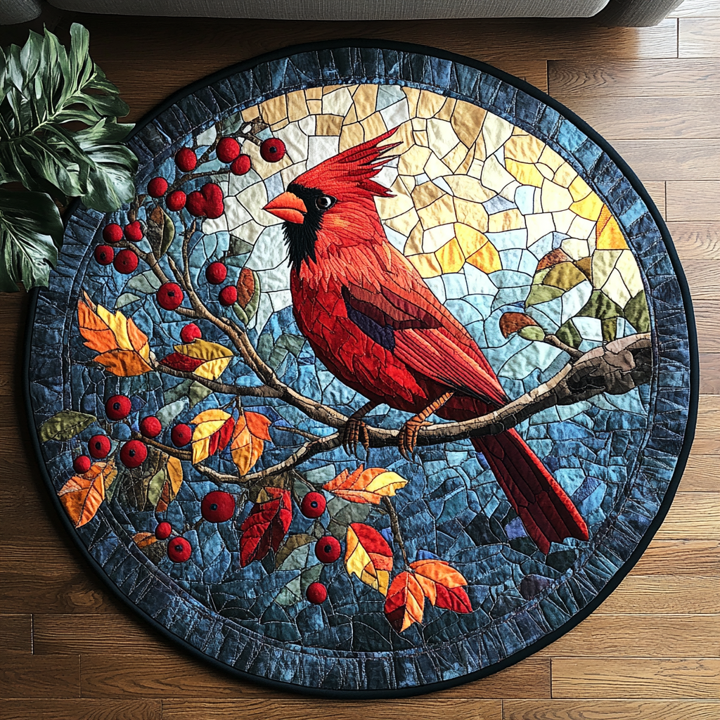 Crimson Majesty Quilted Round Mat Living Room Theme Ideas Cardinal Gifts For Her