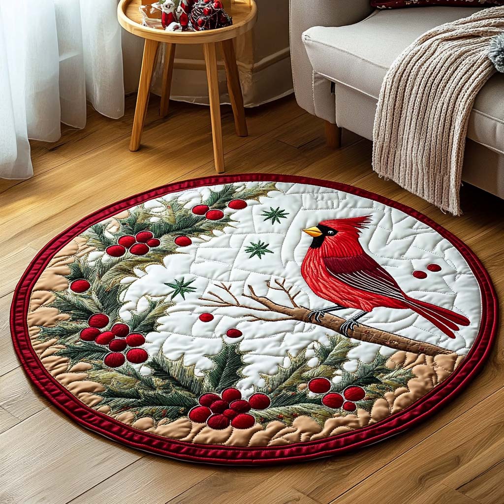 Crimson Season Quilted Round Mat Living Area Decor Ideas Christmas Gift For Daughter In Law