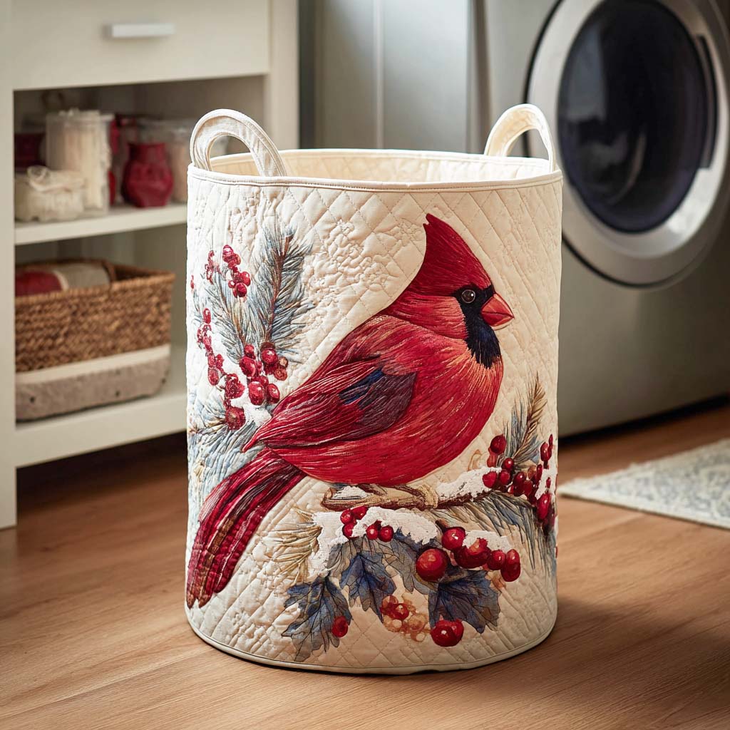 Crimson Wing Quilted Laundry Basket Unusual Laundry Basket Cardinal Gifts For Her