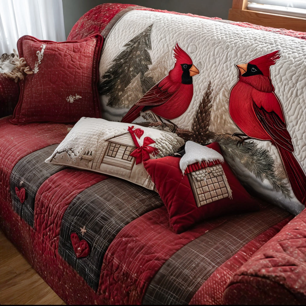 Crimson Winter Magic Quilted Sofa Cover Sofa Blanket Cover Gift Baskets For Families For Christmas