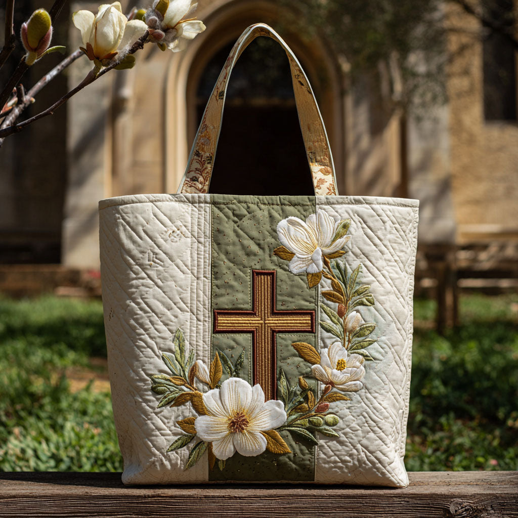 Cross of Faithfulness Quilted Tote Bag Best Ladies Tote Bags Christmas Presents For Wife