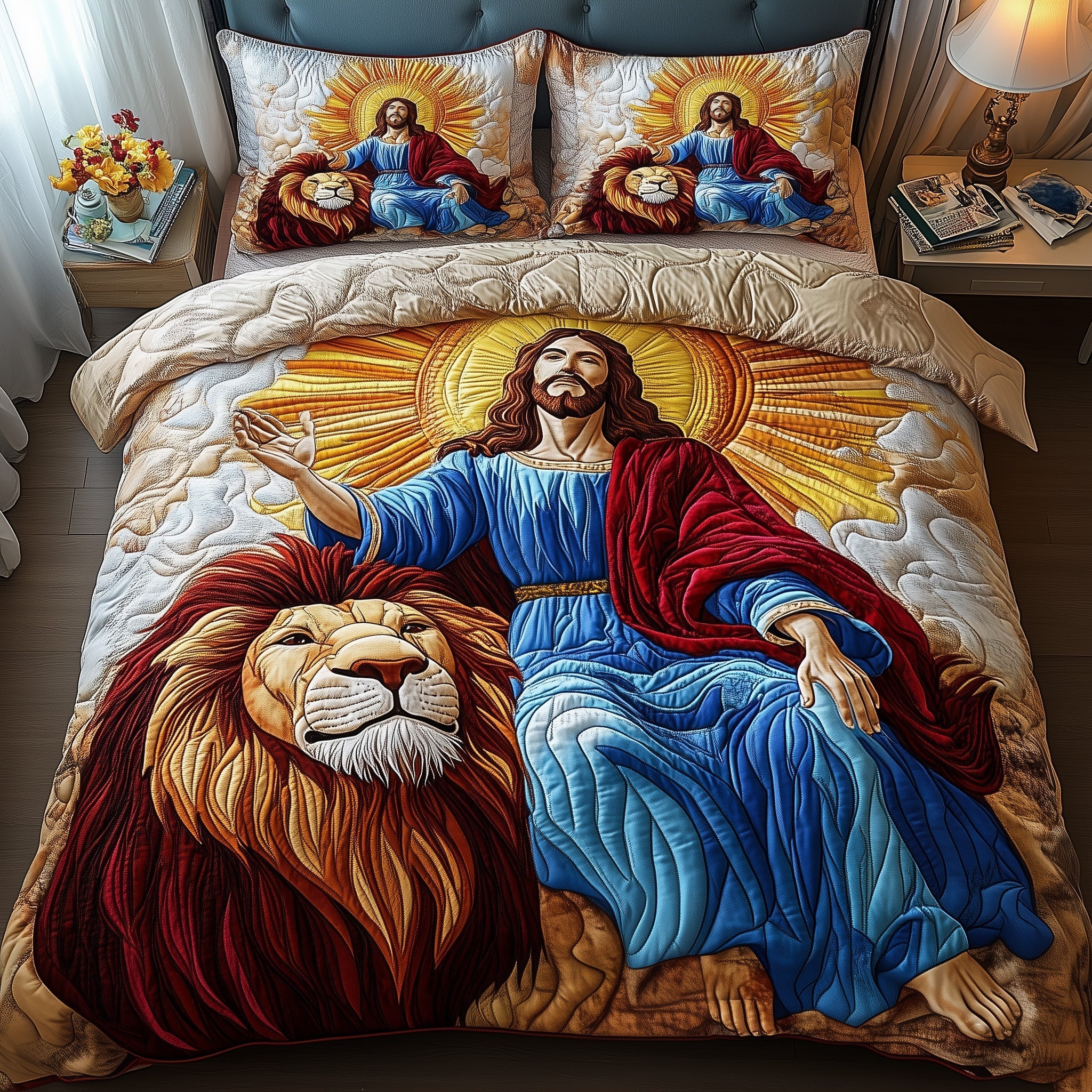 Crown and Cross Quilted Bedding Set Good Sheet Sets Christian Gifts For Women