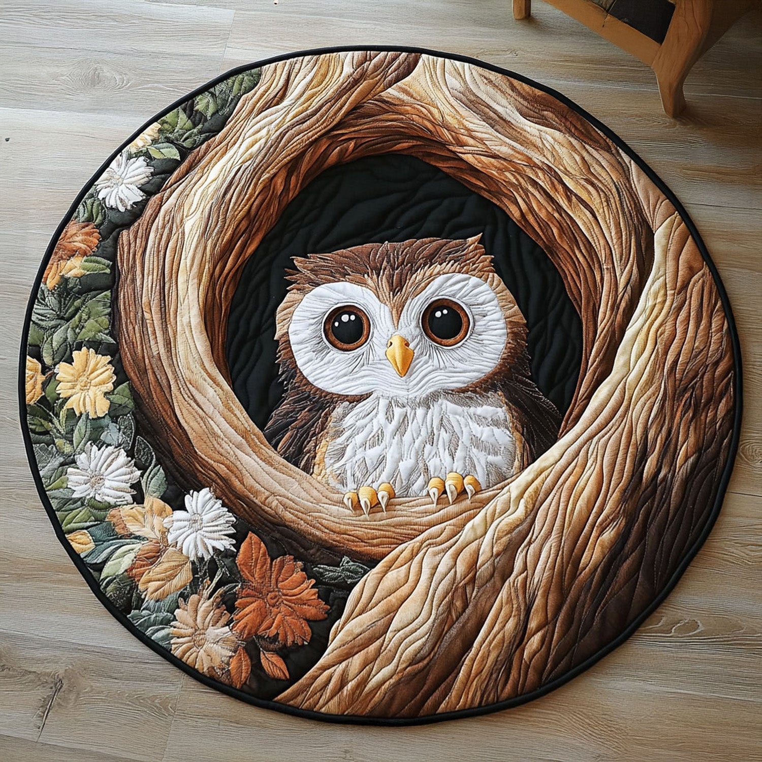 Cuddle Hoots Quilted Round Mat Round Rugs Large Bonus Dad Gifts