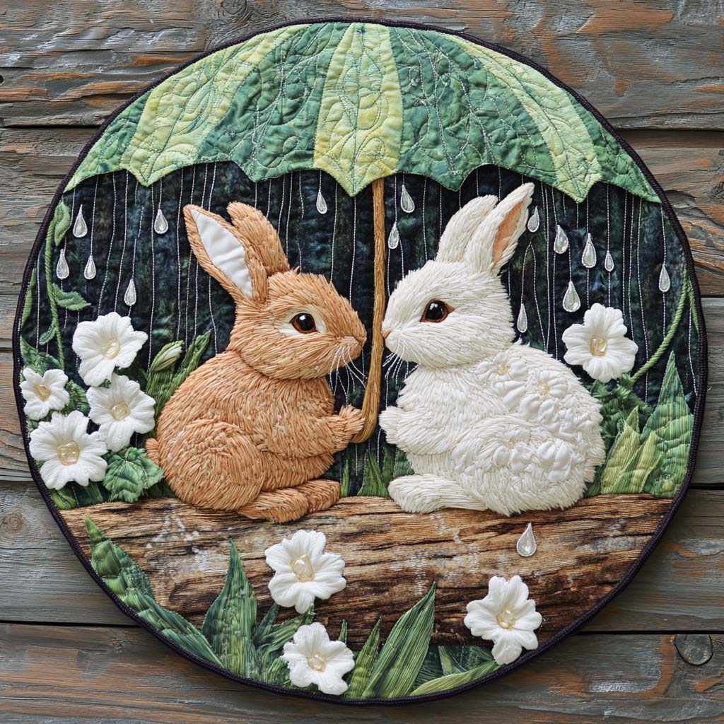 Cuddle Hopper Quilted Round Mat Large Round Rugs Gifts For Bunny Lovers