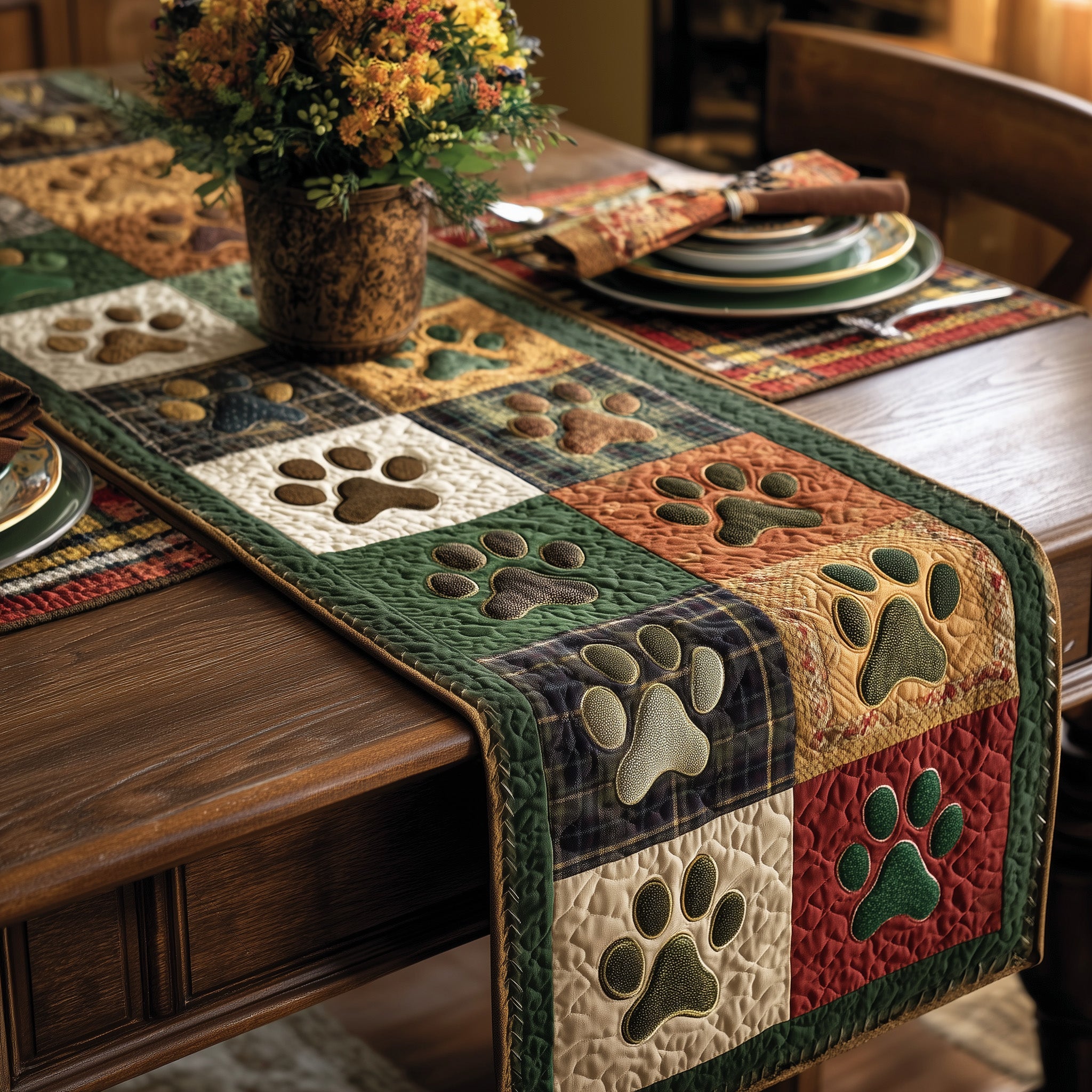 Cuddle Tracks Quilted Table Runner Dining Room Table Toppers Best Presents For Dog