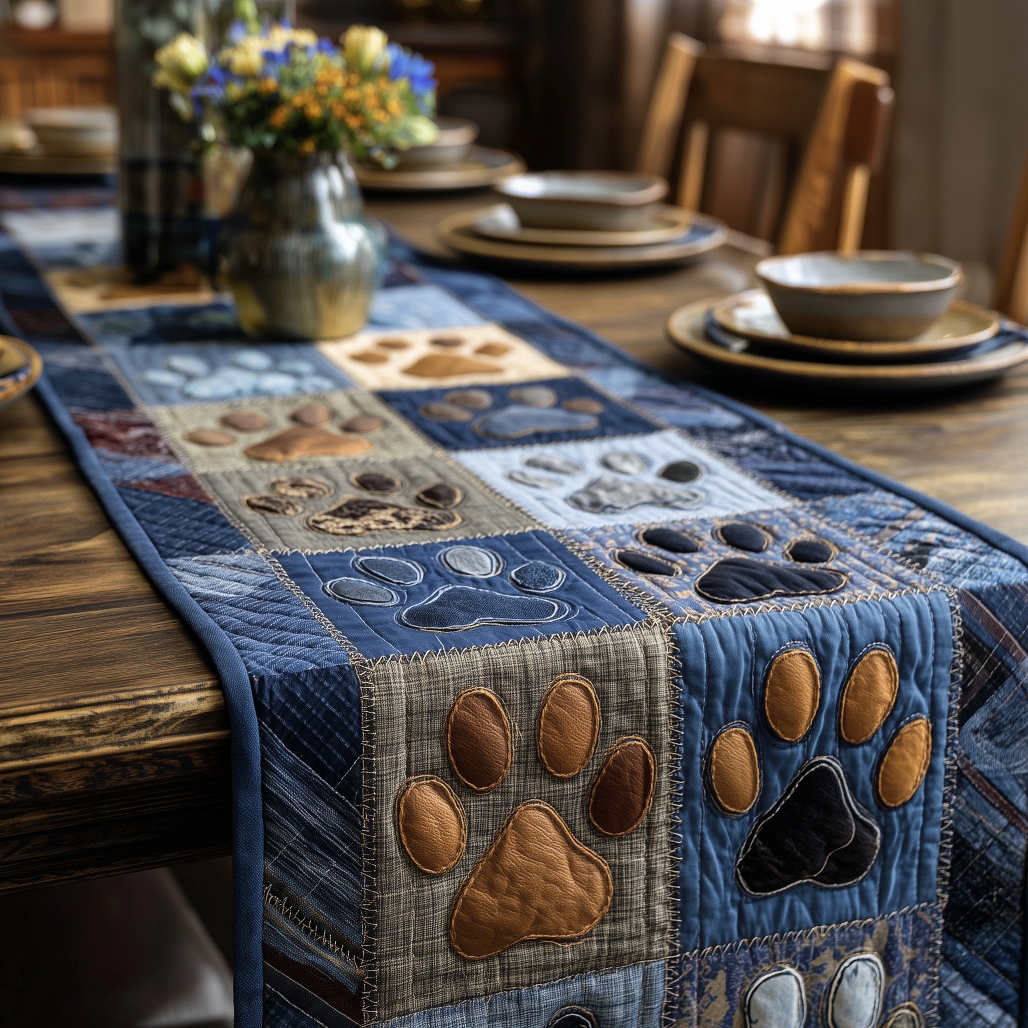 Cuddle Tracks Quilted Table Runner Formal Dining Table Runners Cool Gifts For Dog