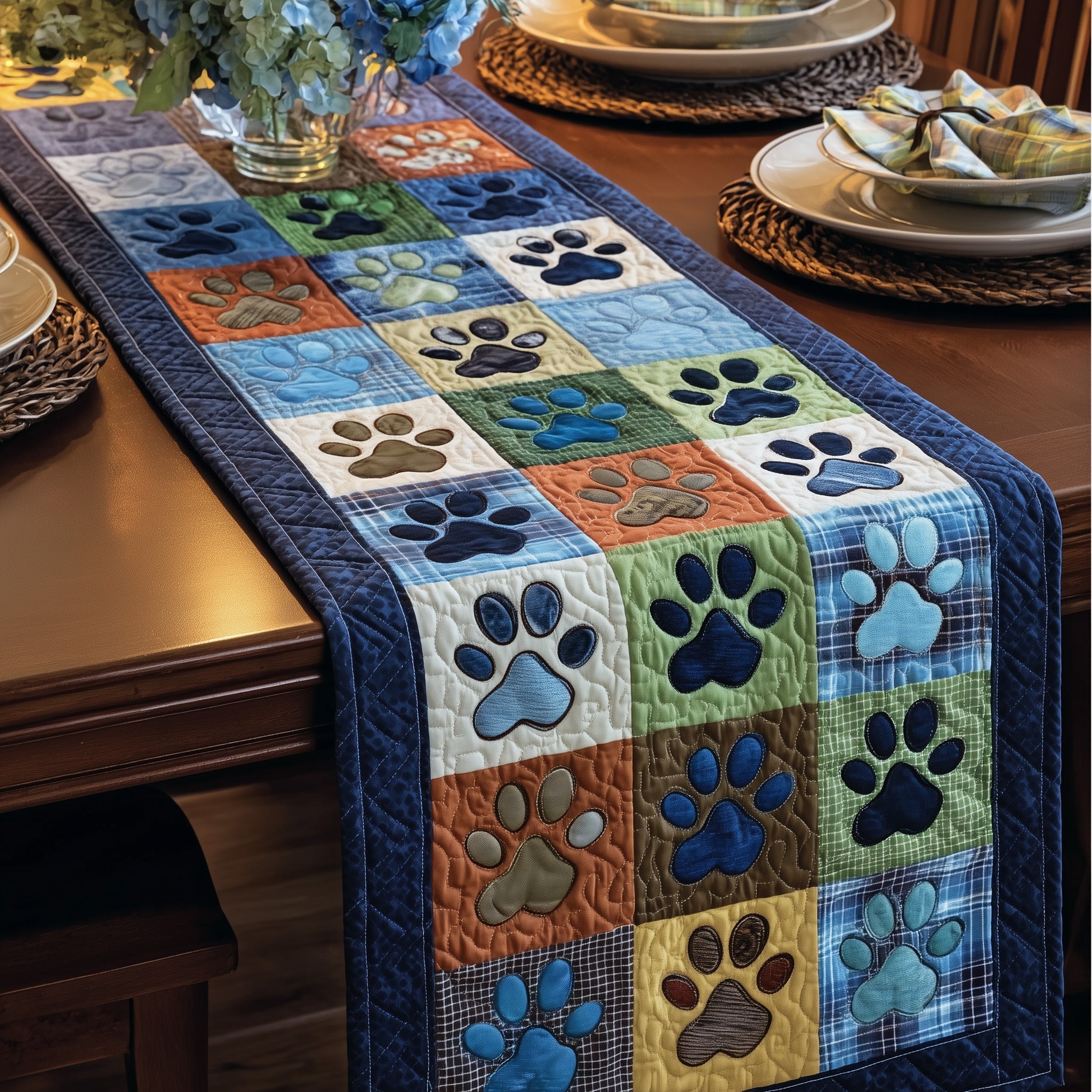 Cuddle Tracks Quilted Table Runner Long Dining Table Runner Christmas Gift Ideas For Dog Owners