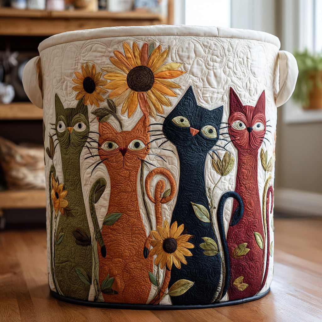 Curious Cats Quilted Laundry Basket Best Clothes Hamper Nice Housewarming Gifts