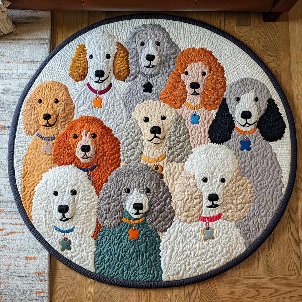 Curly Charm Quilted Round Mat Best Round Rugs Top Gifts For Dog Owners