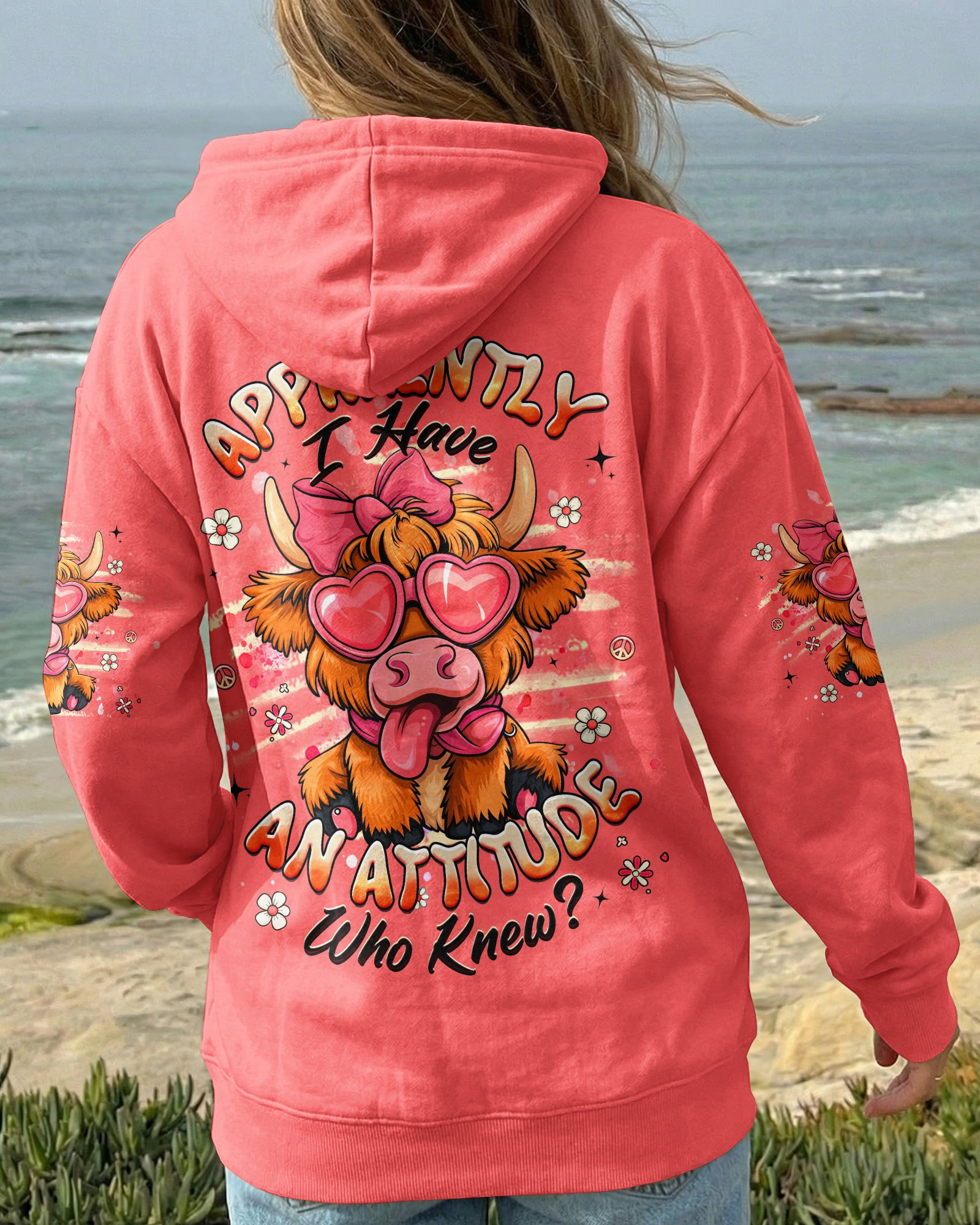Cute Cow Apparently I Have An Attitude Zipper Hoodie Fun And Bold Pullover Gift For Cow Lovers - Image 2