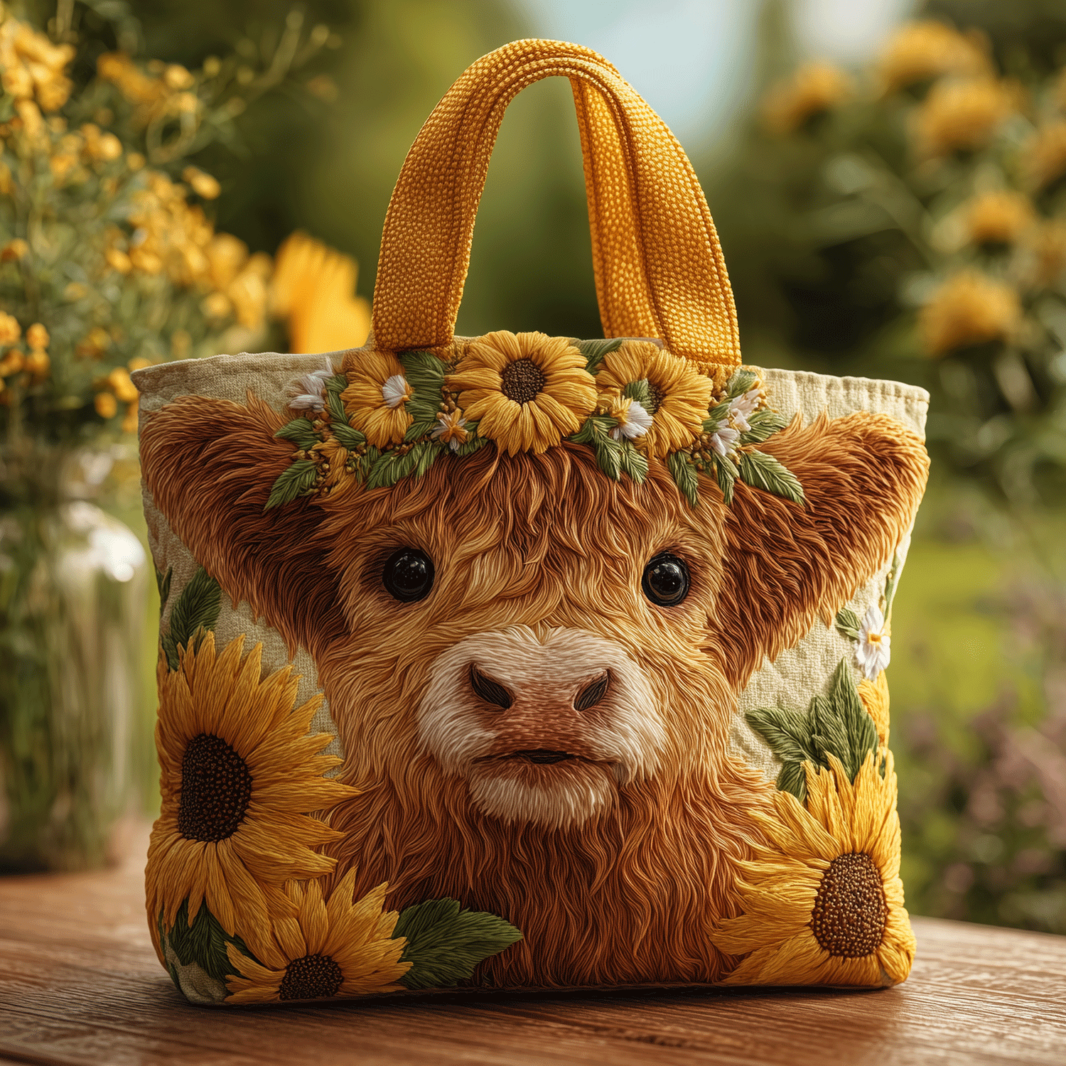 Cute Highland Cow Quilted Tote Bag Work Tote Gifts For Mom