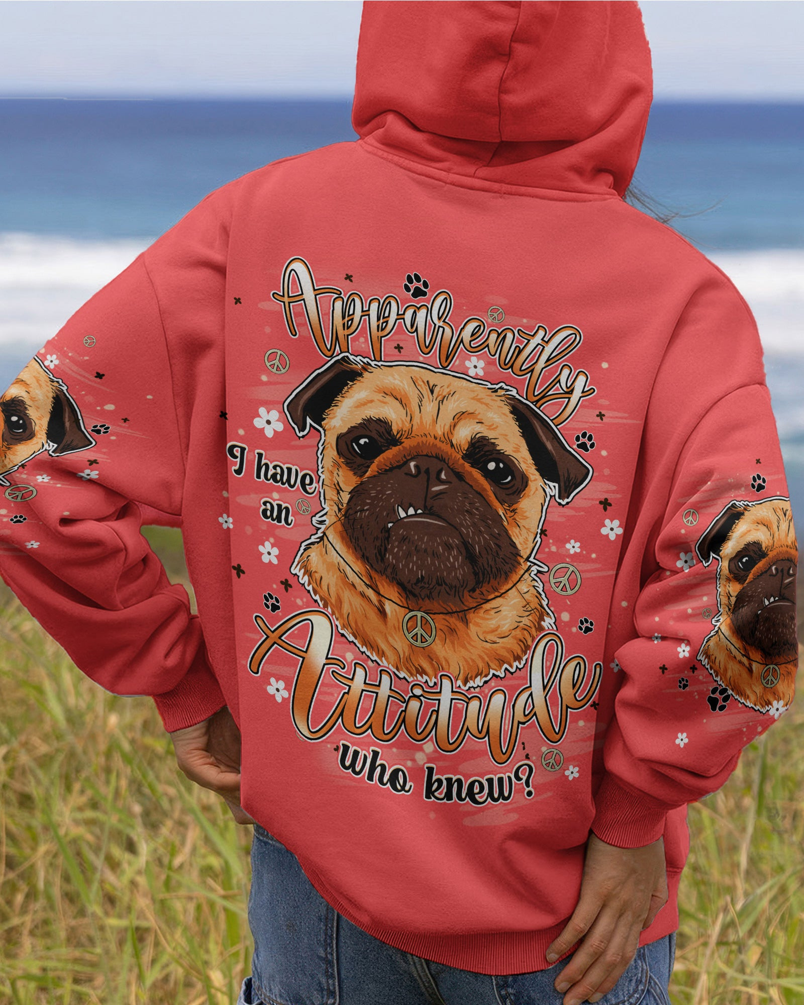 Cute Pug Apparently I Have An Attitude Hoodie Funny Pug Dog Pullover Gift For Pet Lover