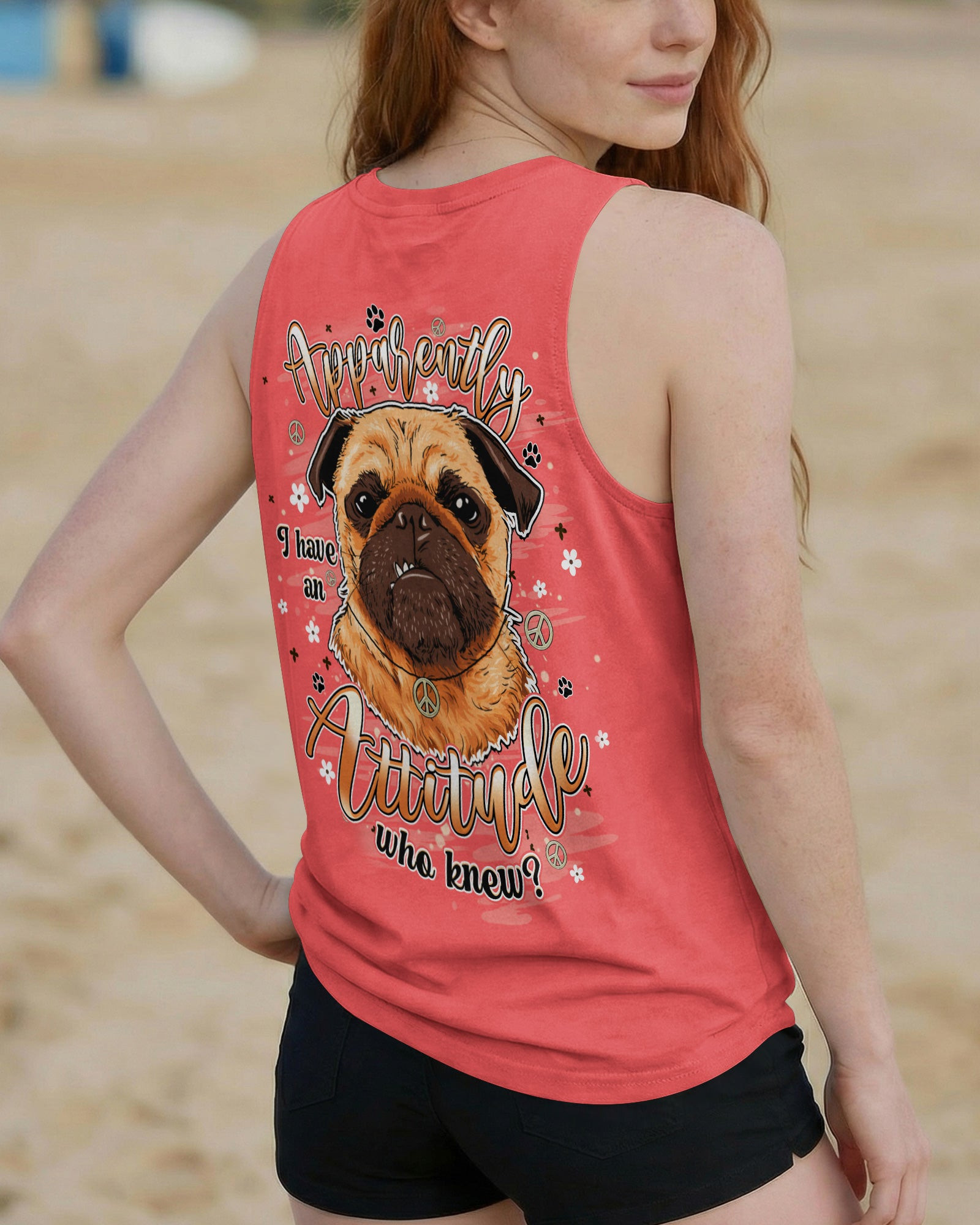 Cute Pug Apparently I Have An Attitude Tank Top Funny Pug Dog Clothing Gift For Dog Lover