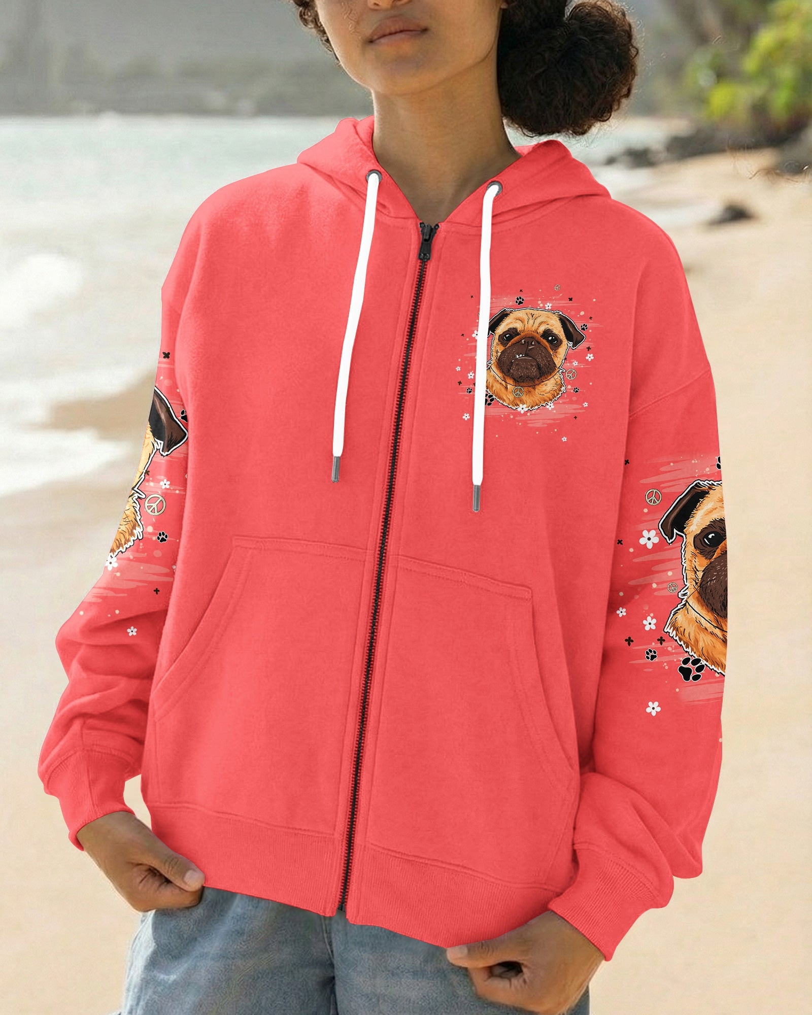 Cute Pug Apparently I Have An Attitude Zip Hoodie Funny Pug Dog Clothing Gift For Dog Lover