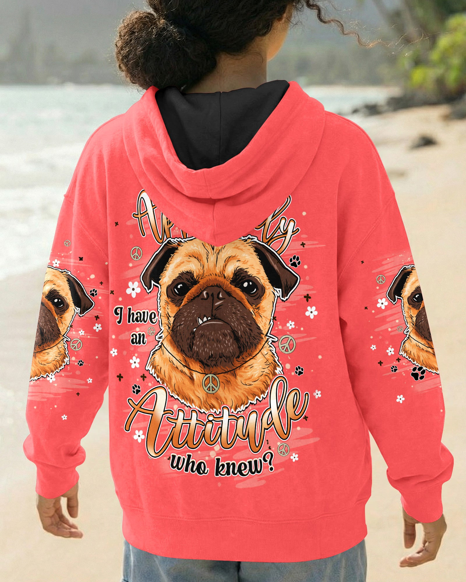 Cute Pug Apparently I Have An Attitude Zip Hoodie Funny Pug Dog Clothing Gift For Dog Lover - Image 2