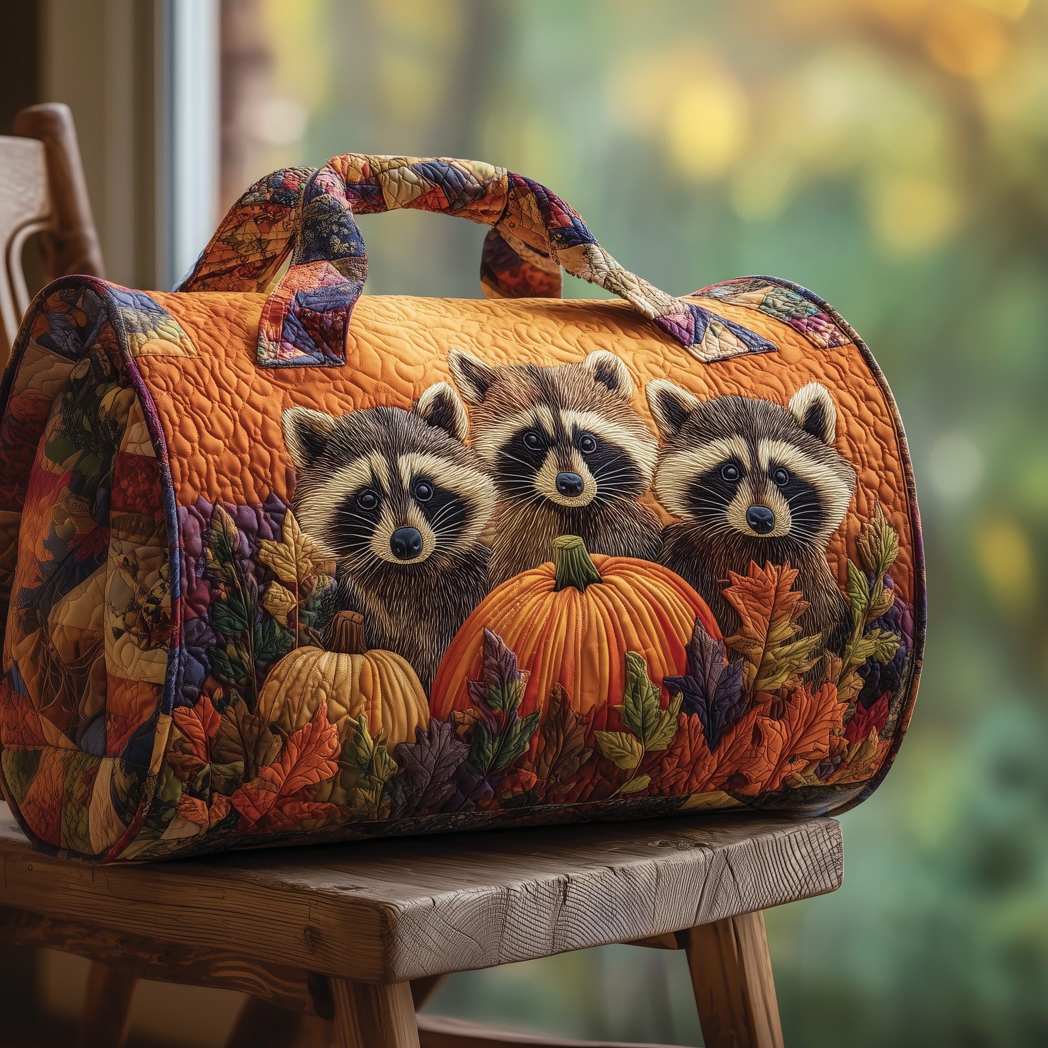 Cutesy Raccoon Quilted Duffle Bag Nice Duffel Bags Gifts For Mum
