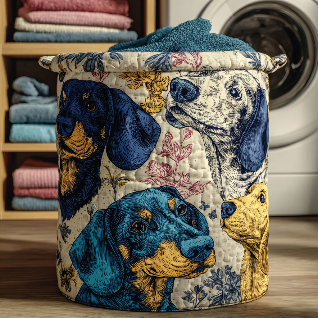 Dachshund Botanical Charm Quilted Laundry Basket Home Decor Styles Weenie Dog Gifts